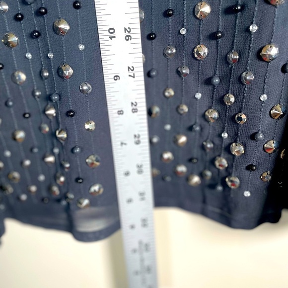 FRENCH CONNECTION Dress Navy Blue Studded Rockstud V Neck Sleeveless Shift boho - Picture 10 of 16